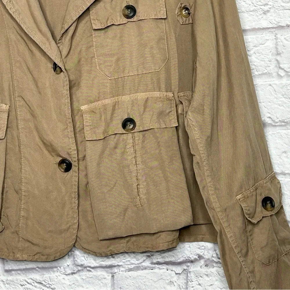 Velvet Torch Multi Pocket Utility Jacket in Khaki - Picture 9 of 14